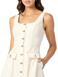 Belle Button-Front Midi-Dress