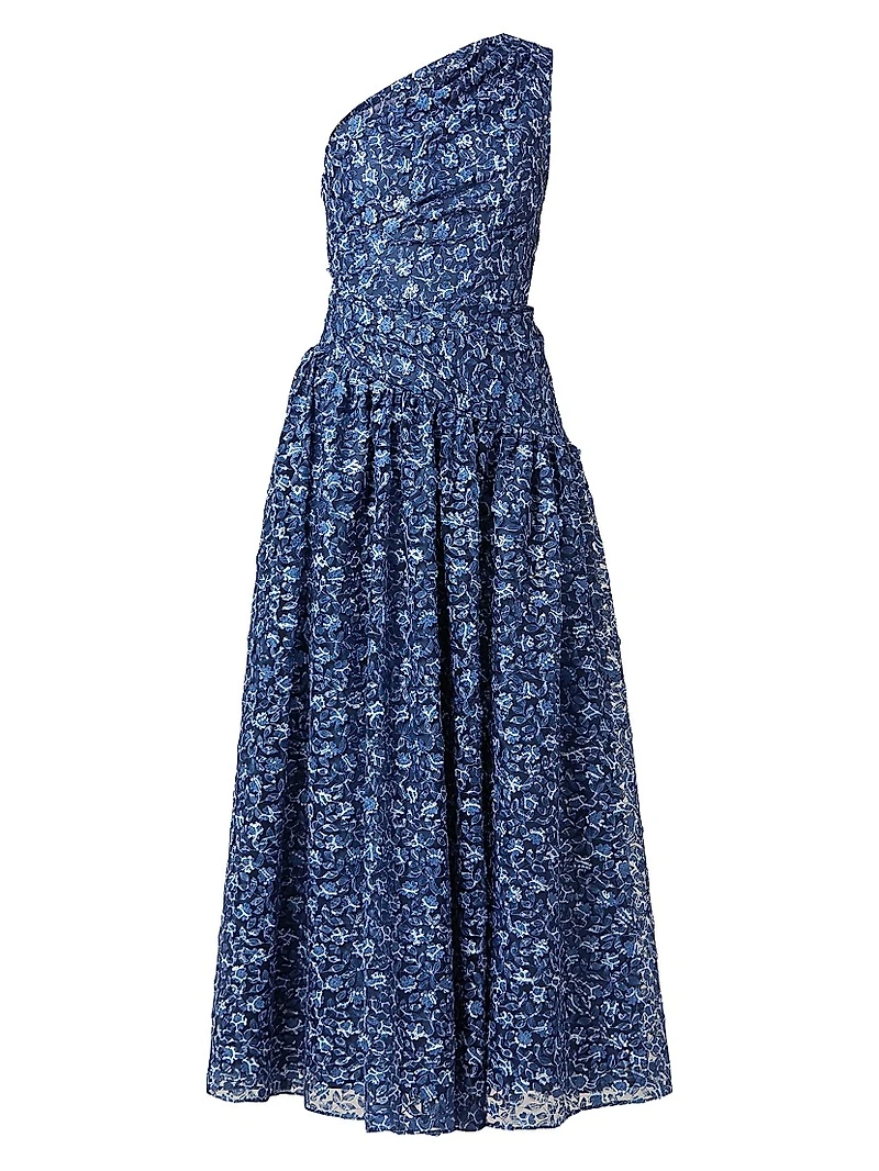 Danielle Floral One-Shoulder Gown