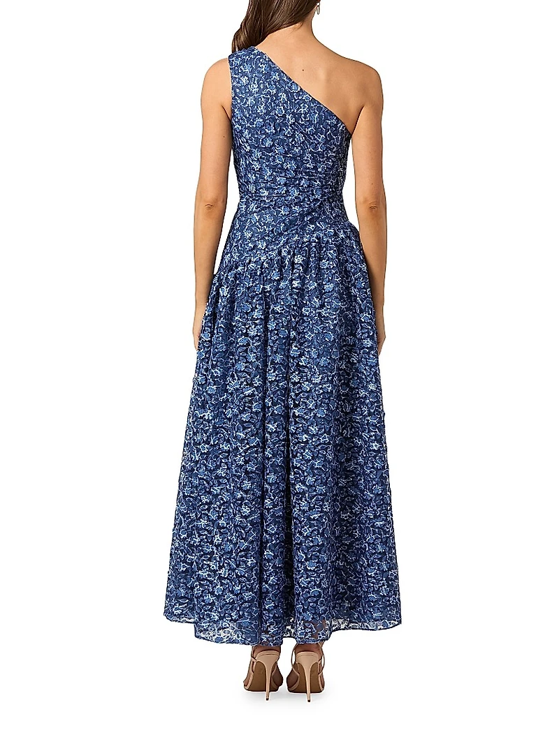 Danielle Floral One-Shoulder Gown
