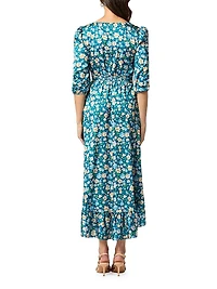 Lia Floral Ruffled Tie-Waist Midi-Dress