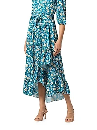 Lia Floral Ruffled Tie-Waist Midi-Dress