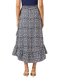 Rayna Mixed-Media Ruffled-Skirt Midi-Dress