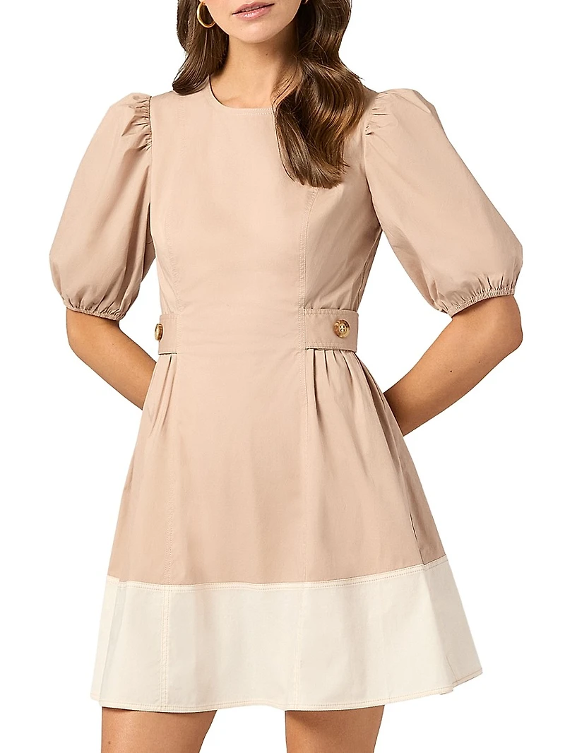 Royce Puff-Sleeve Cotton Minidress