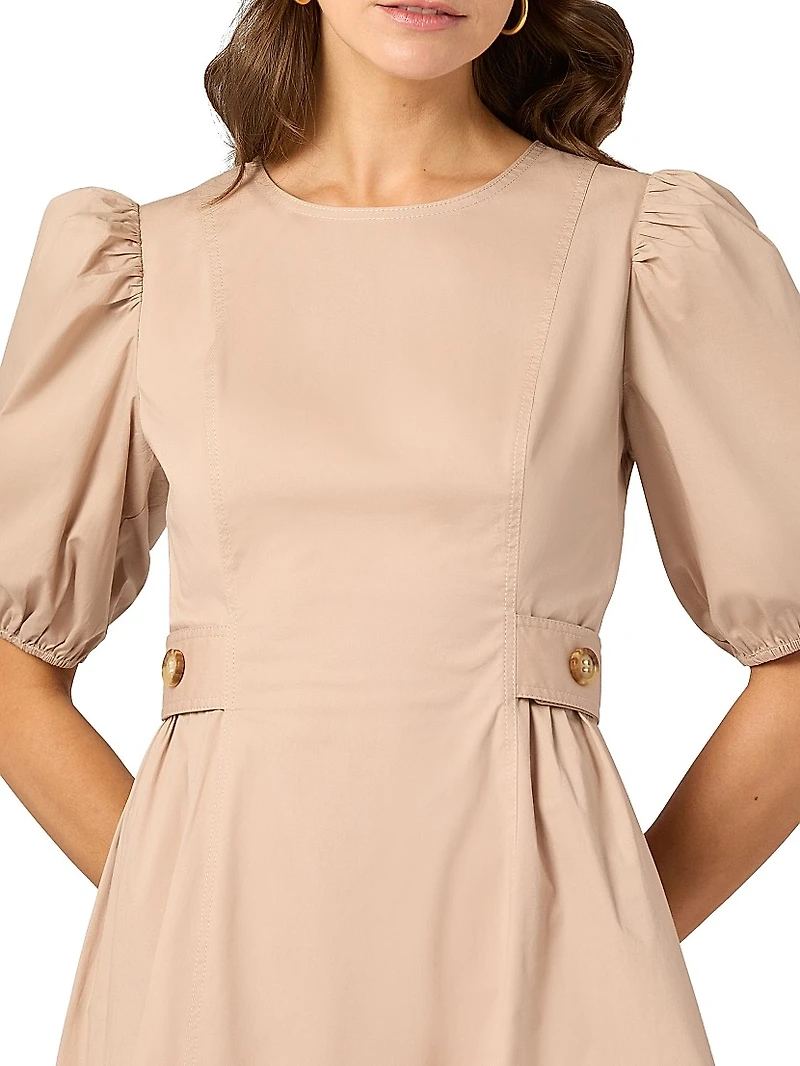 Royce Puff-Sleeve Cotton Minidress