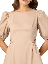 Royce Puff-Sleeve Cotton Minidress