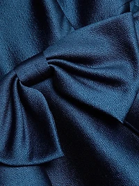 Leo Textured Satin Bow Midi-Dress