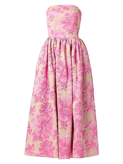 Dana Jacquard Bandeau Tea-Length Dress
