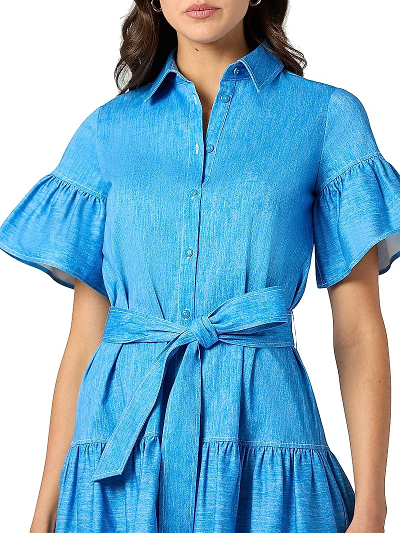 Lima Ruffle-Trim Mini-Shirtdress