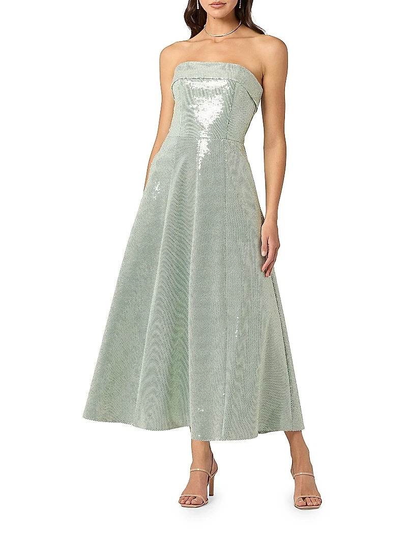 Kiara Sequined Bandeau A-Line Midi-Dress