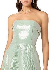 Kiara Sequined Bandeau A-Line Midi-Dress