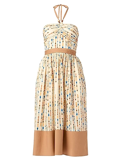 Serene Stretch-Cotton Halter Midi-Dress