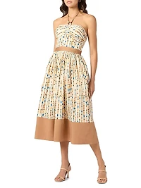 Serene Stretch-Cotton Halter Midi-Dress