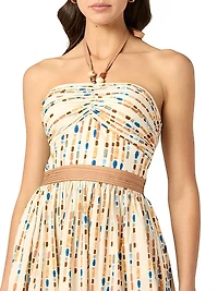 Serene Stretch-Cotton Halter Midi-Dress