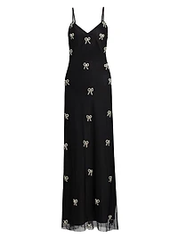 Leila Crystal Embroidered V-Neck Gown