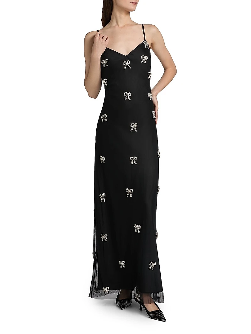 Leila Crystal Embroidered V-Neck Gown
