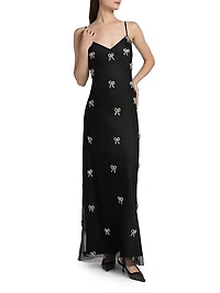 Leila Crystal Embroidered V-Neck Gown