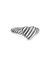 Sculpted Cable Heart Pinky Ring Sterling Silver, 9MM