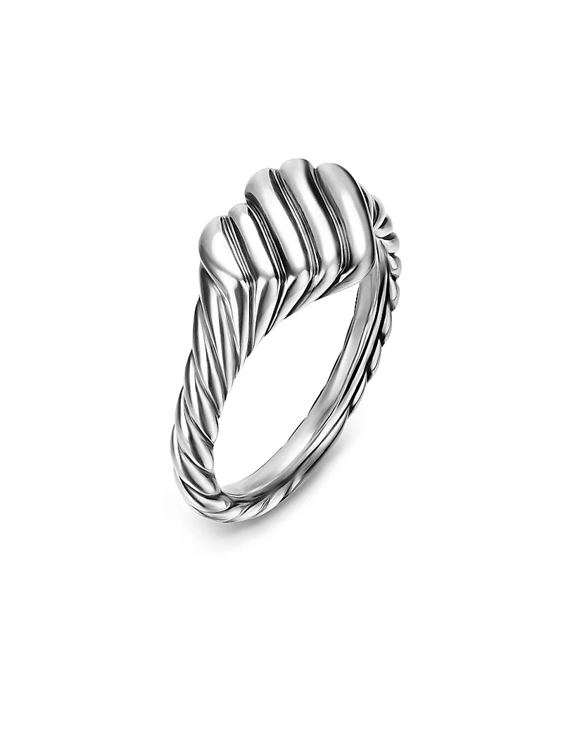 Sculpted Cable Heart Pinky Ring Sterling Silver, 9MM
