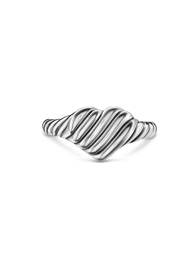 Sculpted Cable Heart Pinky Ring Sterling Silver, 9MM