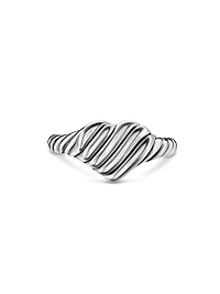 Sculpted Cable Heart Pinky Ring Sterling Silver, 9MM