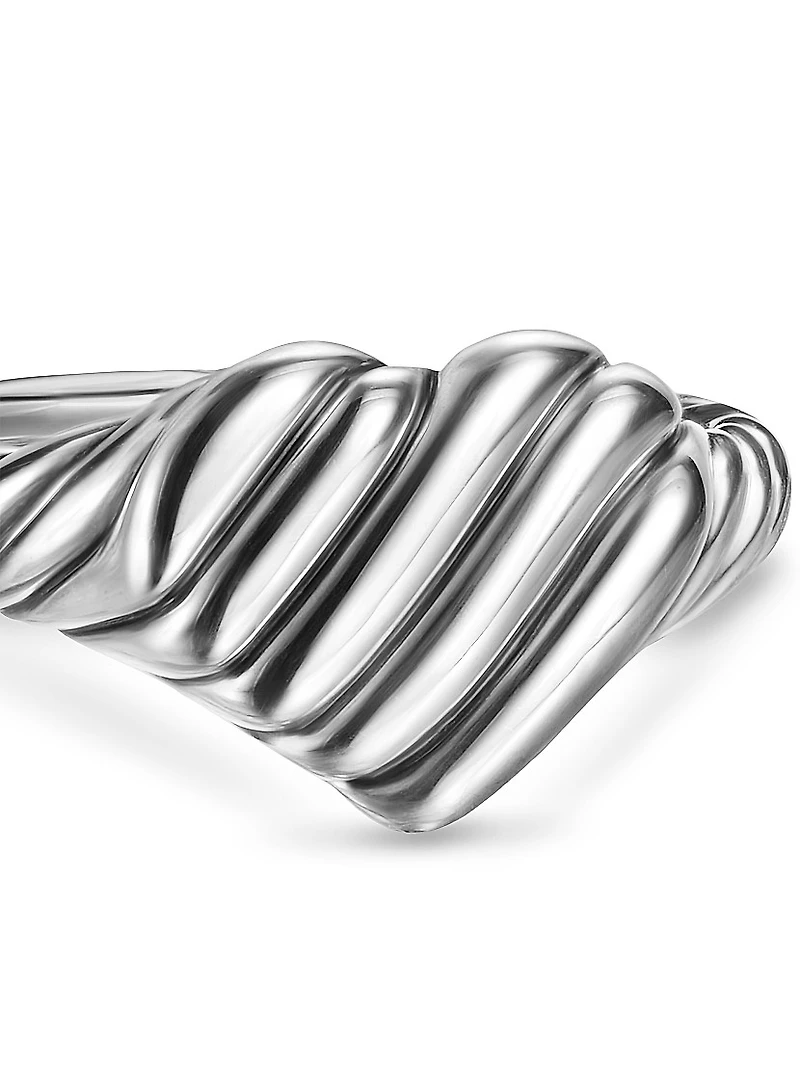 Sculpted Cable Heart Pinky Ring Sterling Silver, 9MM