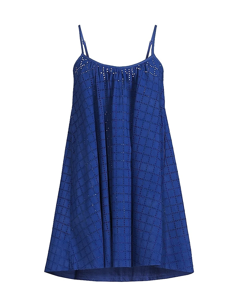 The Lindsay Eyelet Check Cotton Minidress