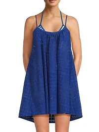 The Lindsay Eyelet Check Cotton Minidress