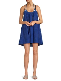 The Lindsay Eyelet Check Cotton Minidress