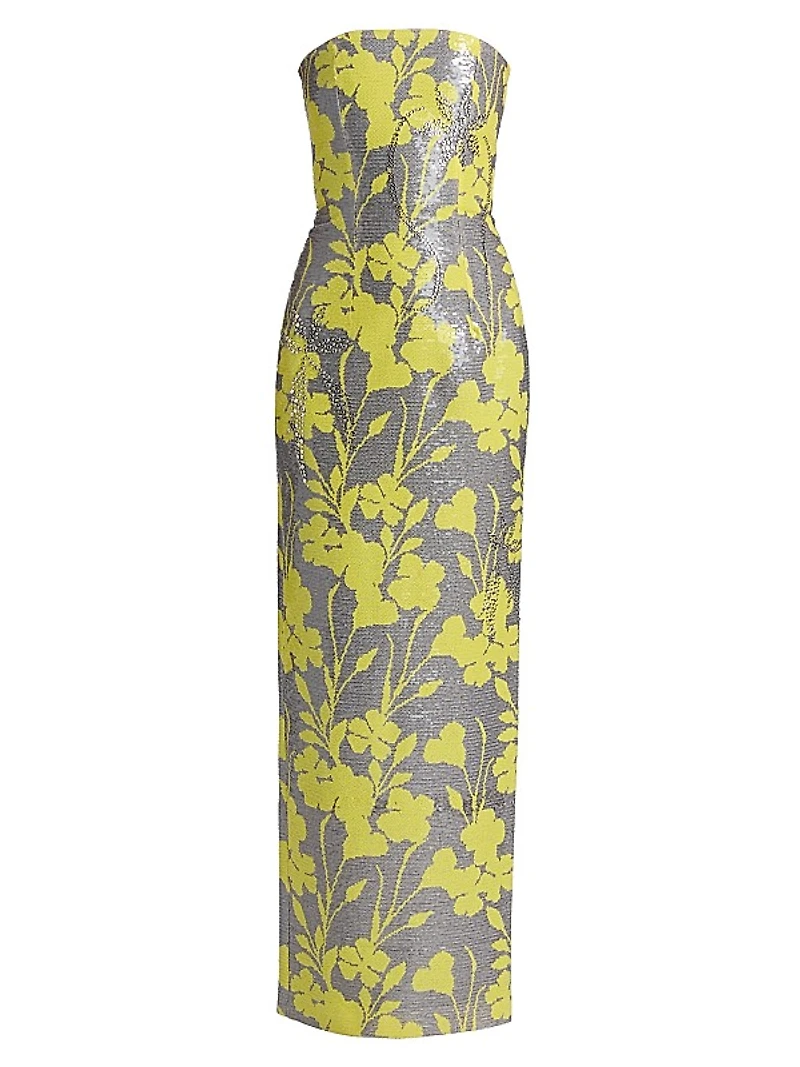 Frasia Rhinestone & Sequin Floral Gown