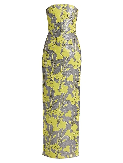Frasia Rhinestone & Sequin Floral Gown