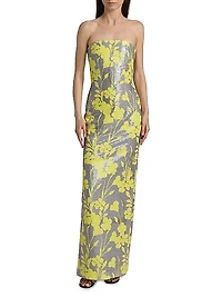 Frasia Rhinestone & Sequin Floral Gown