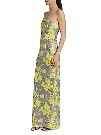 Frasia Rhinestone & Sequin Floral Gown