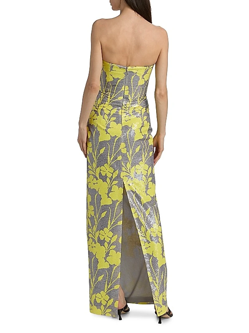 Frasia Rhinestone & Sequin Floral Gown