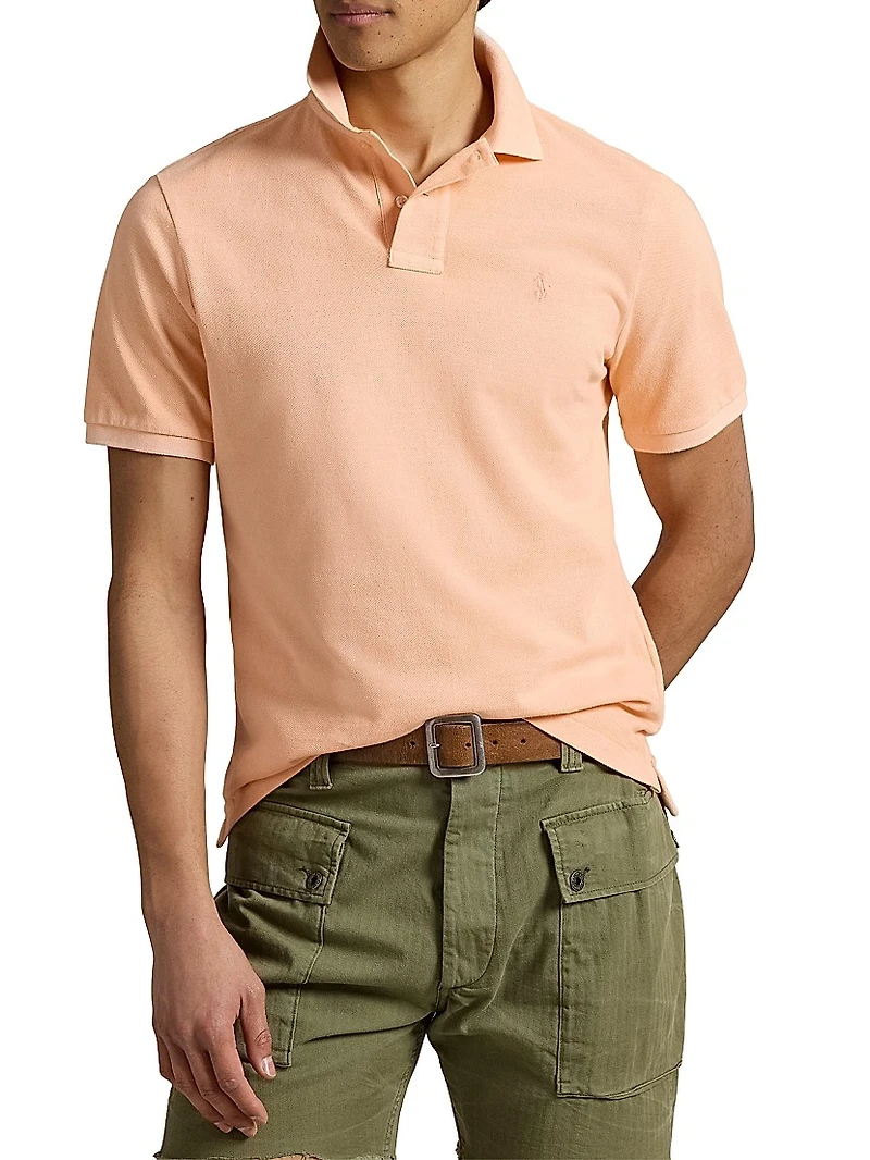 Classic-Fit Mineral-Dyed Mesh Polo Shirt