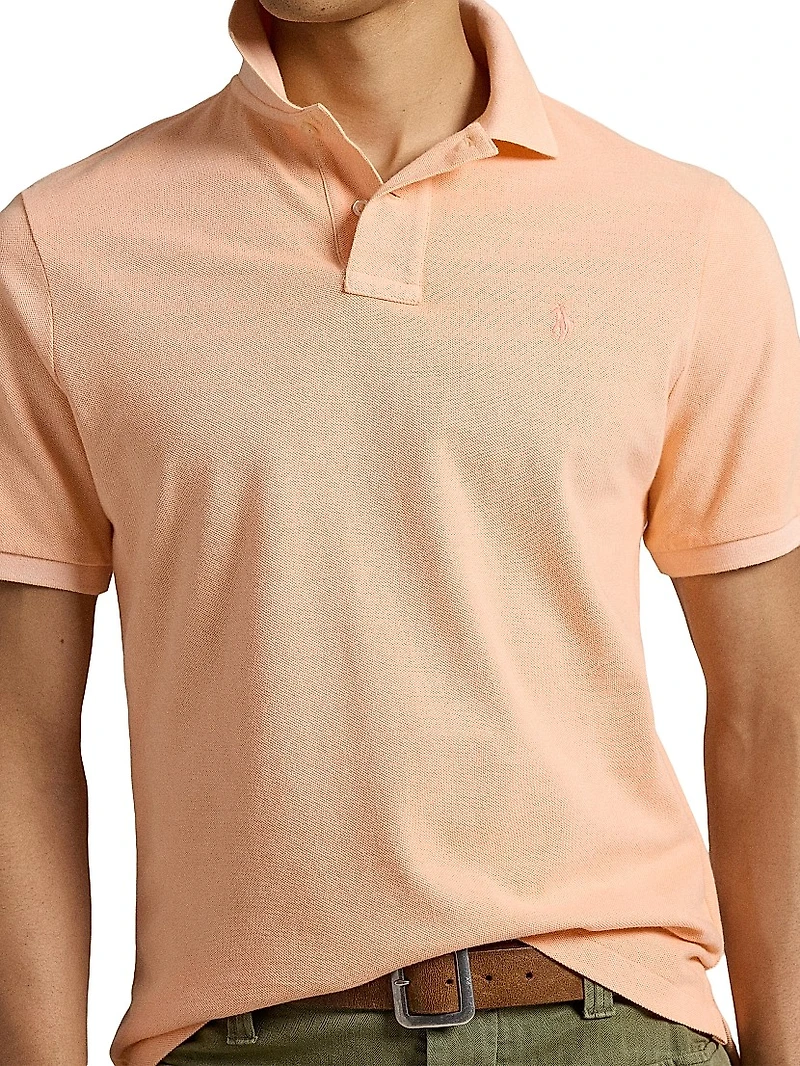 Classic-Fit Mineral-Dyed Mesh Polo Shirt
