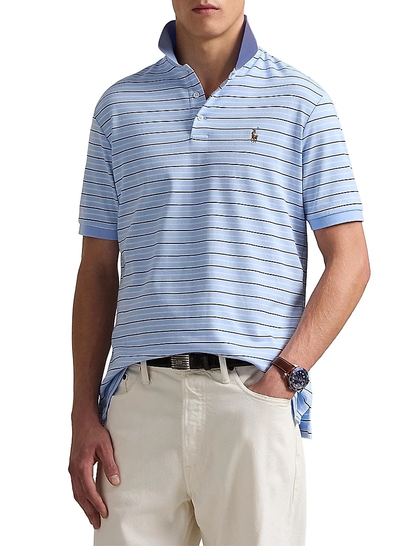 Classic-Fit Striped Soft Cotton Polo Shirt