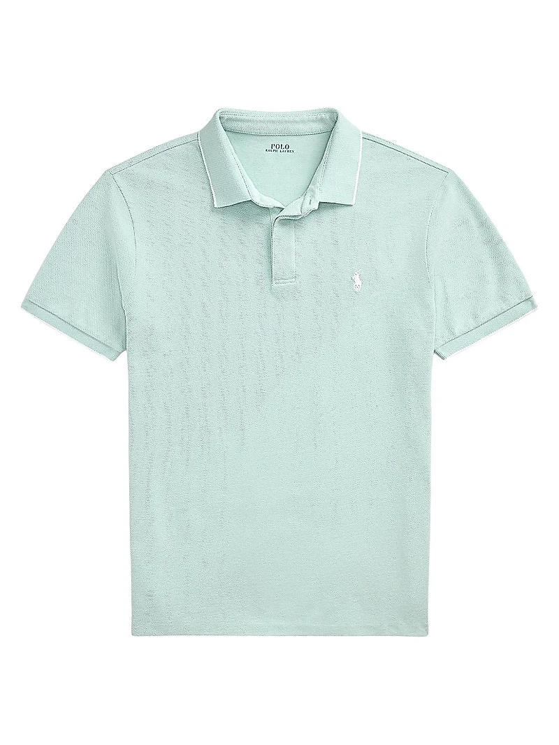Custom-Slim-Fit Stretch Oxford Mesh Polo Shirt