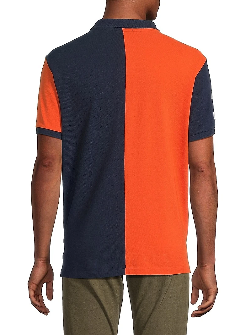 Custom-Slim-Fit Colorblock Polo Shirt