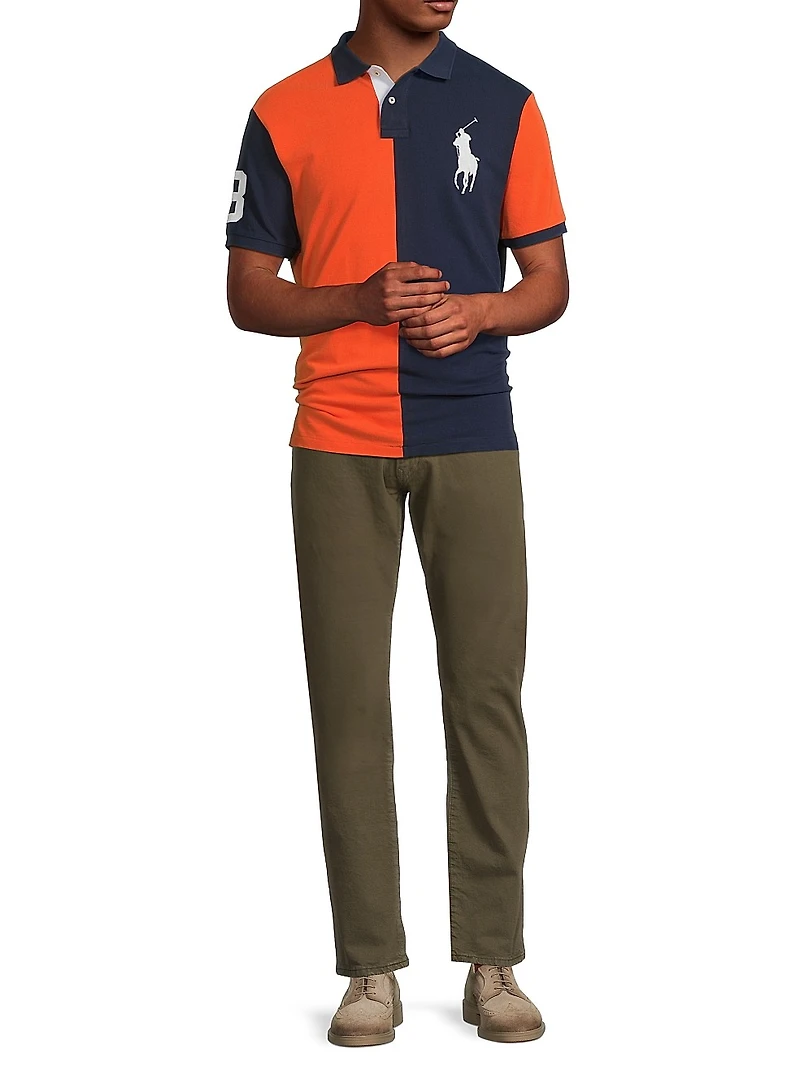 Custom-Slim-Fit Colorblock Polo Shirt