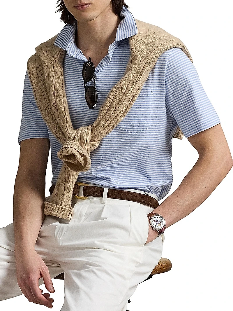 Standard-Fit Striped Lisle Polo Shirt