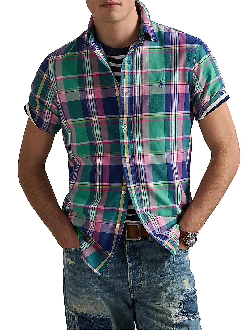 Classic-Fit Plaid Oxford Shirt