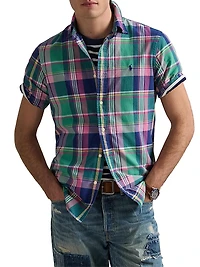 Classic-Fit Plaid Oxford Shirt