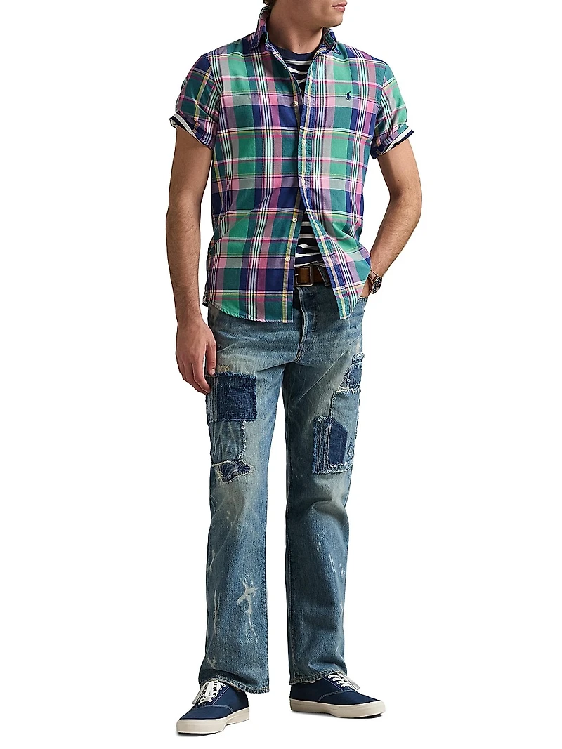 Classic-Fit Plaid Oxford Shirt