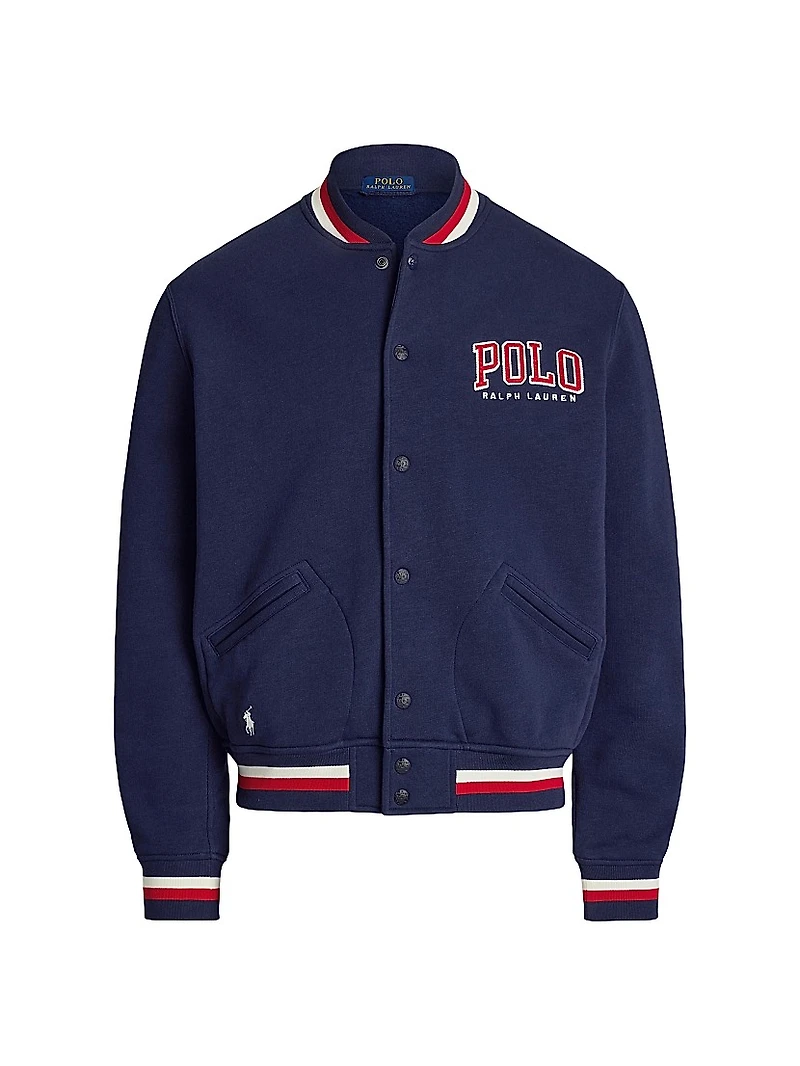 Letterman-Logo Fleece Baseball Jacket