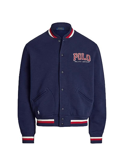Letterman-Logo Fleece Baseball Jacket