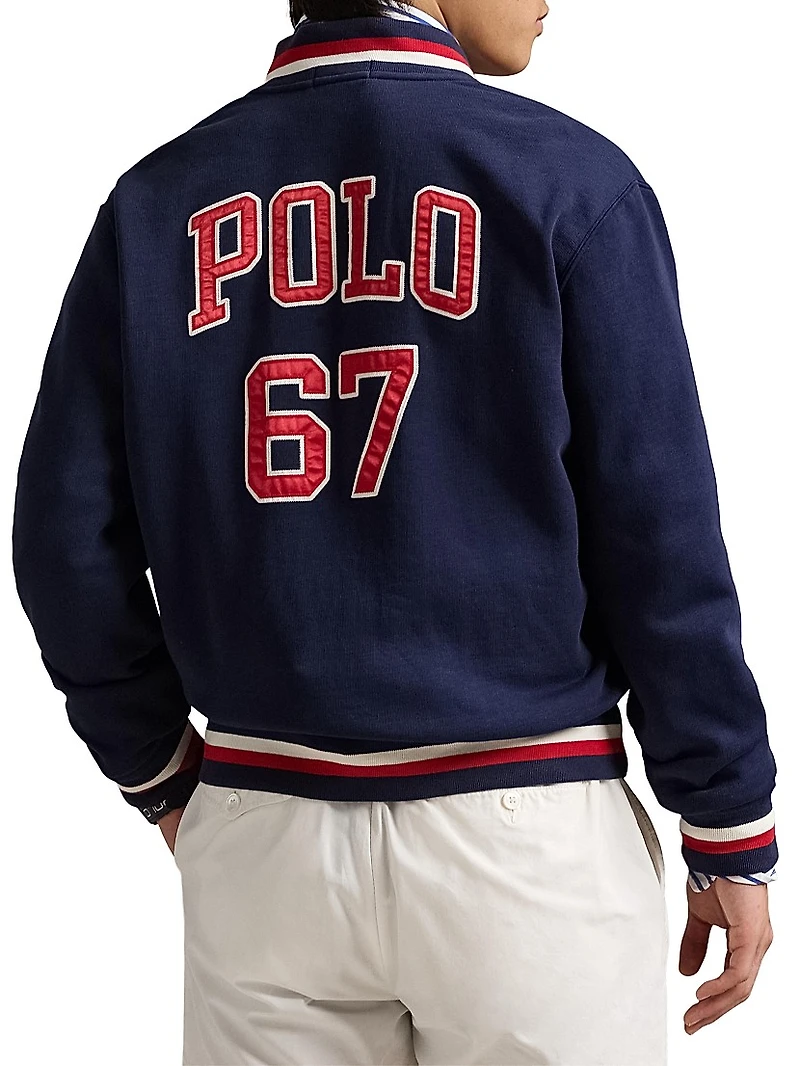 Letterman-Logo Fleece Baseball Jacket