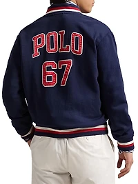 Letterman-Logo Fleece Baseball Jacket