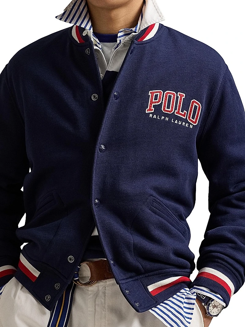 Letterman-Logo Fleece Baseball Jacket