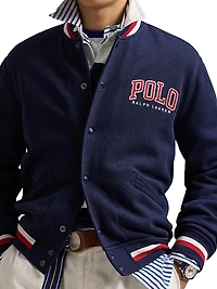 Letterman-Logo Fleece Baseball Jacket