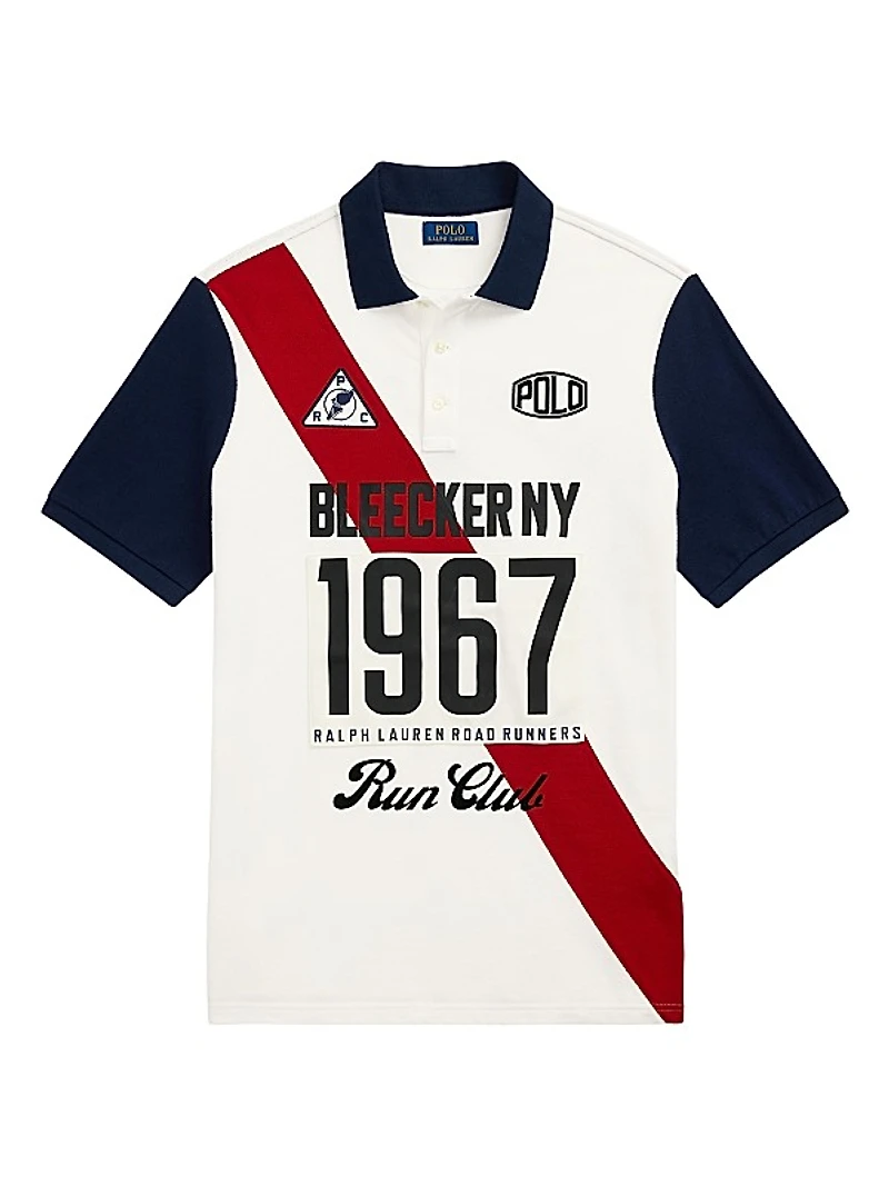 Classic-Fit Mesh Graphic Polo Shirt